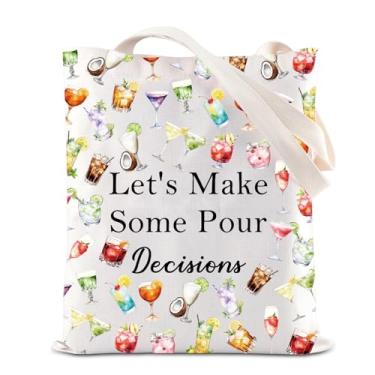Imagem de KUIYAI Sacola para amantes de coquetéis, presente de festa de bebida, Let's Make Some Pour Decisions, para bebedores de álcool, vinho, champanhe, Pourdecisionsts-us, middle