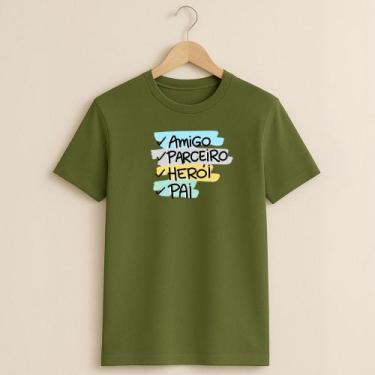 Imagem de Camiseta Algodão Estampa Amigo Parceiro Herói Pai 158 Dia dos Pais Pre