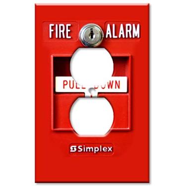 Imagem de Art Plates Tamanho grande – capa de tomada jumbo – placa de interruptor de saída de tamanho grande – impressão de alarme de incêndio – (feita nos EUA)