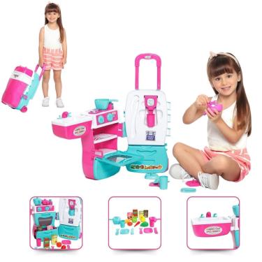 Imagem de Cozinha de Brinquedo Geladeira Pia com acessórios mochila Mobility Chef Tateti