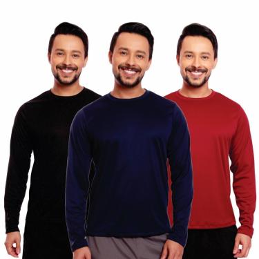 Imagem de Kit 3 Camisas Segunda Pele Proteção Solar Uv Térmica Corrida Bike-Masculino
