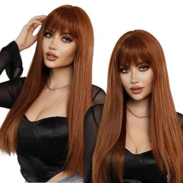 Imagem de Peruca Com Franja Wig Normal Lisa Orgânica Premium 70cm - bbless, ruiv