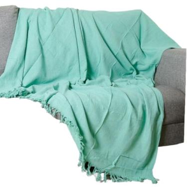 Imagem de Manta 3,00M x 1,80M Sofá King Grande Grossa Decoração Sala Protetora Decorativa Colcha Coberta(Verde Água (3,00M x 1,80M))