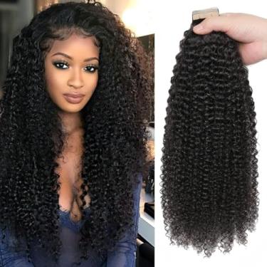 Imagem de 60 peças de extensões de cabelo encaracolado cabelo humano 3c 4a encaracolado crespo fita adesiva para mulheres negras cabeça inteira invisível sem costura fita em extensões cabelo humano real cor