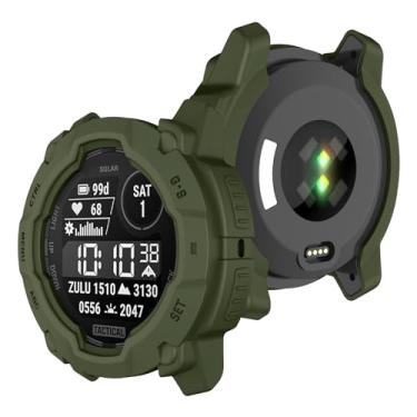 Imagem de MYSNBKN Capa compatível com Garmin Instinct 3 50 mm capa protetora TPU moldura para relógio inteligente Garmin Instinct 3 50 mm (verde selva)