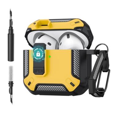 Imagem de Wanme Capa para AirPods 4, capa protetora rígida à prova de choque compatível com Apple AirPods 4ª geração para mulheres e homens, capa de proteção total para Airpod 4 com kit de limpeza, chaveiro