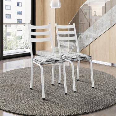 Imagem de Conjunto com 2 Cadeiras para Cozinha Europa Branco/ Floral Cinza