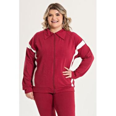 Imagem de Jaqueta Feminina Plus Size Molecotton Com Faixas Contrastante - Serena