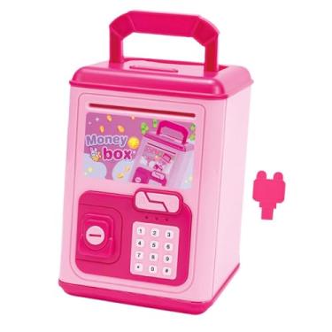 Imagem de Luwecf Cofrinho Decorativo Multifuncional de Grande Capacidade, Brinquedo Educativo, Cofrinho, Rosa Vermelha