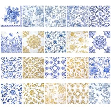 Imagem de LSYAHCYY Pacote com 20 guardanapos florais sortidos, decorativos, guardanapos de decoupage, papel decorativo de coquetel para festa de aniversário, lindo, 20 estilos de papel decorativo (estilo 3)