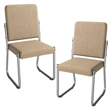 Imagem de Kit 2 Cadeiras Cromada Sala Jantar 2C139CR Corino Kappesberg Capuccino