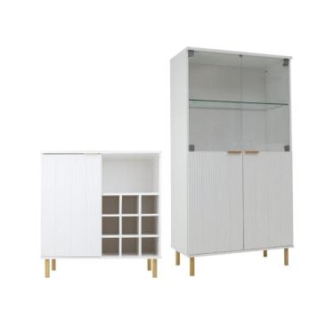Imagem de Aparador Bar Adega + Cristaleira Ditália R-633 E-964 Branco