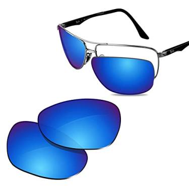 Imagem de Glintbay Lentes de óculos de sol de substituição 100% precisas para RayBan RB3506-64 - Espelhado azul gelo polarizado