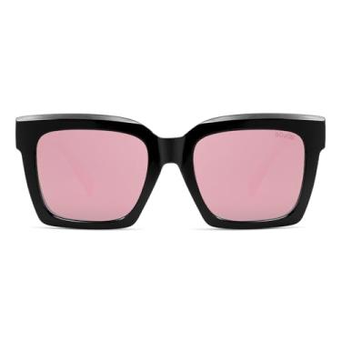 Imagem de SOJOS Óculos de sol quadrados polarizados modernos para mulheres e homens, armação de plástico retrô, óculos de sol inspirados no designer SJ2306, rosa, Medium