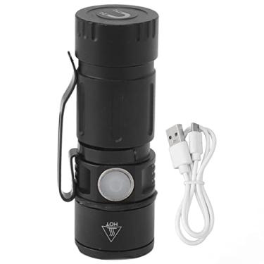 Imagem de Lanterna pequena USB recarregável 5 modos 1000lm à prova d'água compacta mini lanterna EDC do tamanho de bolso para liga de alumínio ao ar livre 22mm Cabeça de 67 mm
