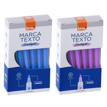 Imagem de Marca Texto Fluorescente Transparente 4 Cores BRW 4 Caixas 12 Unidades