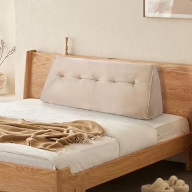 Imagem de LYLNBYWK Almofadas de cabeceira em cunha completas, ergonômicas, triangulares para cama, almofada de encosto espessa para leitura no sofá, bege, 137 cm