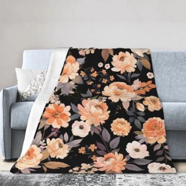 Imagem de Cobertor de flores - Cobertores de cama florais de pelúcia macia - Presentes aconchegantes de flores para mulheres meninas crianças 101 x 127 cm
