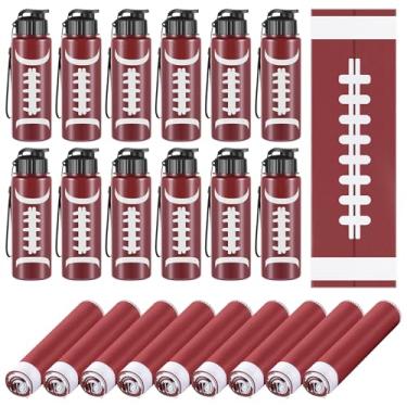 Imagem de 24 peças de lembrancinhas de festa esportivas, 12 peças, garrafa de água de futebol reutilizável, 590 ml, 12 peças de toalhas de resfriamento macias, acessórios esportivos para lembrancinhas de festa