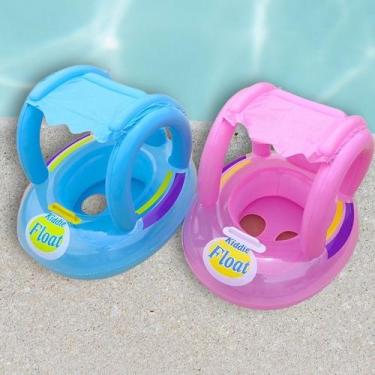 Imagem de Boia Bebê Inflável Com Assento E Cobertura Baby Piscina - Genérico, Az