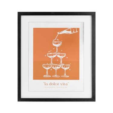 Imagem de Stupell Industries Impressão emoldurada preta champanhe La Dolce Vita design sob vidro por Lettered and Lined, 40,6 x 33,5 cm