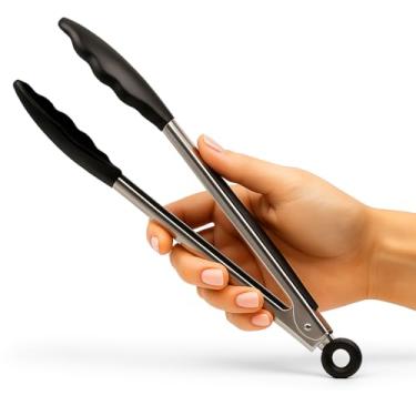 Imagem de Pegador Inox Com Ponta Em Silicone 25cm Pinça para Churrasco Salada Gelo