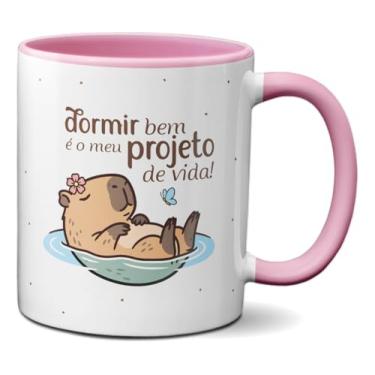 Imagem de Caneca Capivara Dorminhoca Dormir Bem é Meu Projeto de Vida (Rosa)
