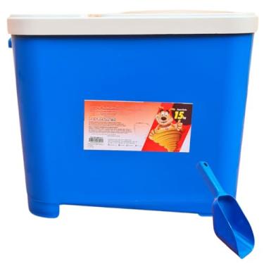 Imagem de Porta Ração de 15 Kg Para Cachorros e Gatos Com Pá Dosadora Container para racao(AZUL)