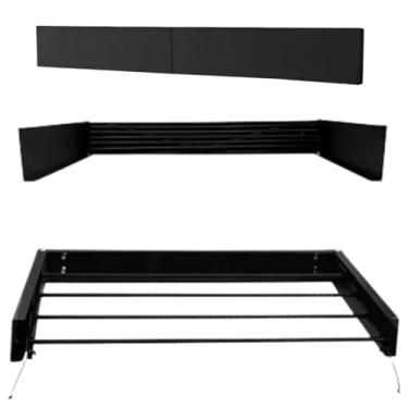 Imagem de Varal De Parede Retrátil Compacto Apartamento 89cm x 45cm Parede Dobrável Apartamento 5 Varetas Inteligente Abre e Fecha Lavanderia (Preto)