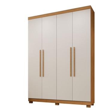 Imagem de Guarda Roupa Viena 4 Portas 3 Gavetas 8 Prateleiras - Beneti Cinamomo Off