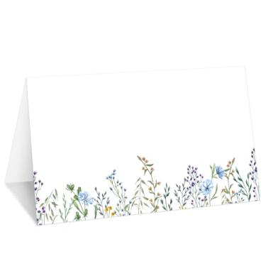 Imagem de Wildflowers Greenery Place, conjunto de 25 cartões de nome de barraca para configuração de mesa, etiqueta de comida para casamento, chá de bebê, artigos de festa de jantar de aniversário -030