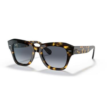Imagem de Óculos de Sol Ray-Ban State Street 0RB2186 133286 Tam 49 / Marrom Havana/Amarelo - Lentes Azul