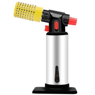 Imagem de Molgoc Maçarico De Butano Com Proteção Térmica, Indicador Visível Para Recarga, Isqueiro Cozinha Recarregável, Chama Ajustável, Amarela. (Gás Não Incluído)