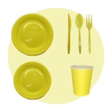 Imagem de Kit Festa 140 Pçs Descartavel: Prato- Copo- Talher- Guardanapo - Parti