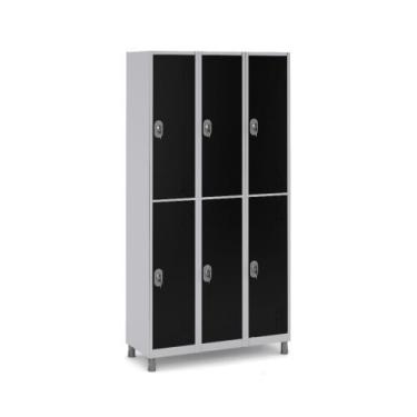 Imagem de Roupeiro Premium Aço 6 Portas para Vestiário - W3, Preto