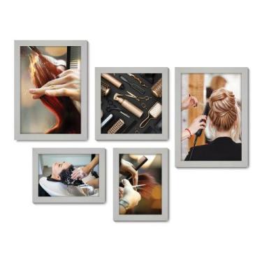 Imagem de Kit Com 5 Quadros Decorativos - Salão de Beleza Cabeleireiro - 053kq01
