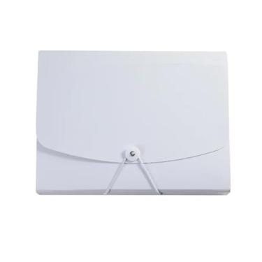 Imagem de Pastas de arquivo A4 grande documento contrato papel organizador de arquivos capacidade pasta de arquivo multi-camadas expansível triagem armazenamento pasta desktop acessórios pasta (branco)