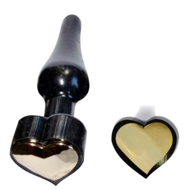 Imagem de PLUG ANAL JOIA MINE DELICIA CONFORTÁVEL MACIO BLACK COM CORAÇÃO DOURADO