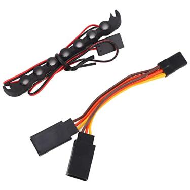 Imagem de HEEPDD RC Roof Lamp, Plastic Shell 2.9 Inch Length Black 7LED RC Roof Light Bar DC5‑8V 1/18 DIY (White Light)