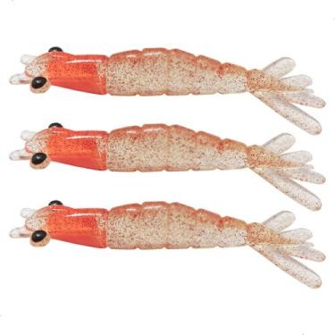 Imagem de Kit 3 Iscas Camarão Artificial 9cm - Pesca Robalo Tucunaré Corvina  - 