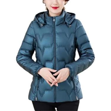 Imagem de Casaco Frio Feminino De Inverno Jaquetas Parkas Térmicas Quentes, Blue, XXL