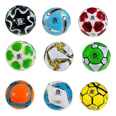 Imagem de Bola de Futebol Tamanho 5, Couro Sintético, Multicolorida, para Campo, Society e Praia, 68-70cm