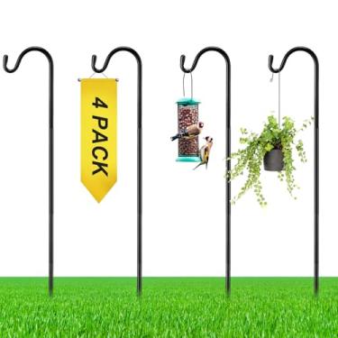 Imagem de Yetene 4 ganchos de pastores ajustáveis para uso ao ar livre, metal resistente à ferrugem, ganchos de pastor para poste de alimentador de pássaros, decoração de casamentos, cesta de plantas de jardim