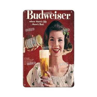 Imagem de Placa De Metal Vintage Budweiser Beer Tin Sign Para Decoração De Bar E
