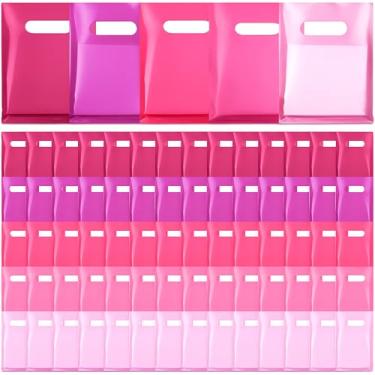 Imagem de Sinload 400 sacos de presente pequenos sacos de compras de plástico a granel com alças 15 x 20 cm cortado em matriz recipiente de merchandising para varejo negócios aniversário festa de casamento