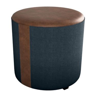 Imagem de Puff Redondo Copenhage Corano Marrom Veludo Light Milani Store Chumbo
