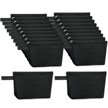 Imagem de Bolsas de lona com zíper Koolmox 20 unidades pretas 23x12x4,5cm
