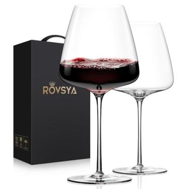 Imagem de OJA Conjunto de 2 taças de vinho tinto, taças grandes bordô 652 g, luz de cristal soprada à mão, transparente, melhor para degustação de vinho, aniversário, Natal, aniversário, dia dos pais