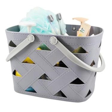 Imagem de MINDFARGE Bolsa organizadora portátil para chuveiro, cesta de armazenamento de plástico com alça grossa e orifícios de drenagem para banheiro, despensa, cozinha, dormitório universitário, acampamento