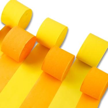 Imagem de PartyWoo Serpentinas De Papel Crepom Amarelo, 6 Rolos, Pacote 149 M, Laranja Pastel Para Decoração Festa Aniversário Girassol Little Cutie (4,5 Cm X 24 M/Rolo)